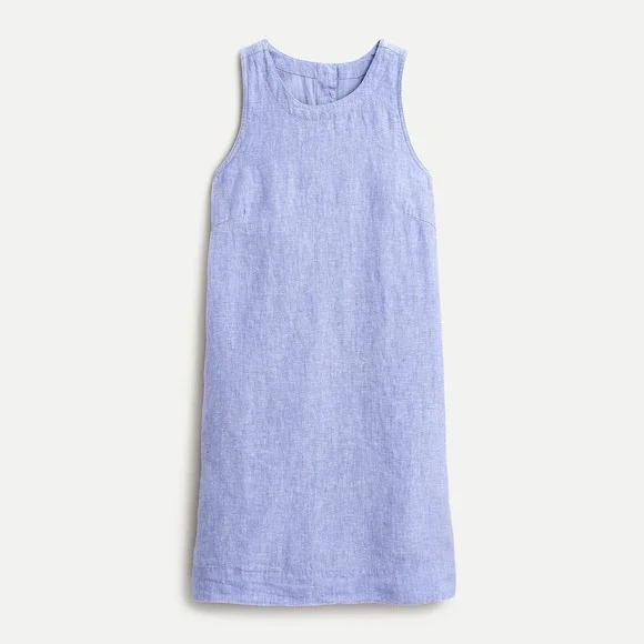 J.crew 100% Linen Button Back Shift Dress in Beauchamps J2466 Blue Size XS - Picture 12 of 12